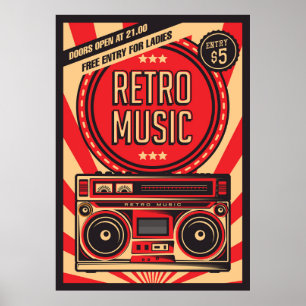 Affiche Boutique de musique vintage rétro cool