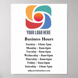 Affiche Boutique des heures d'ouverture du logo personnali