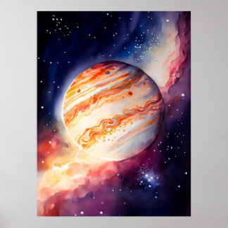 Affiche Bouton d'art Jupiter Aquarelle Majestic