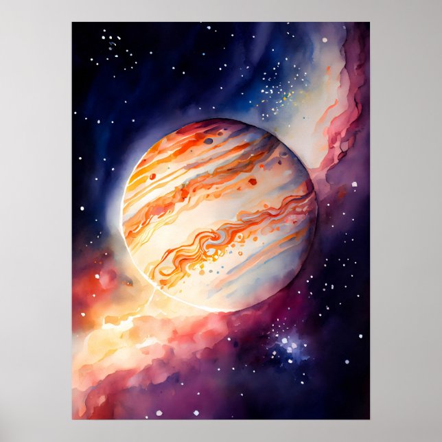 Affiche Bouton d'art Jupiter Aquarelle Majestic (Devant)