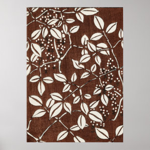 Affiche Bouton de bois japonais antique en bambou