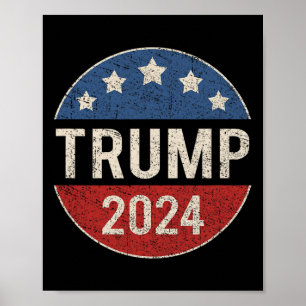 Affiche Bouton de campagne rétro 2024 Re Élection Présiden