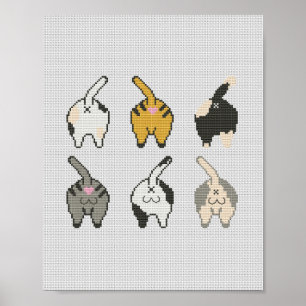 Affiche Bouton de chat amusant