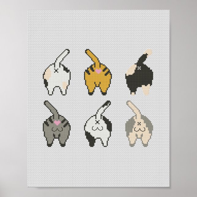 Affiche Bouton de chat amusant (Devant)