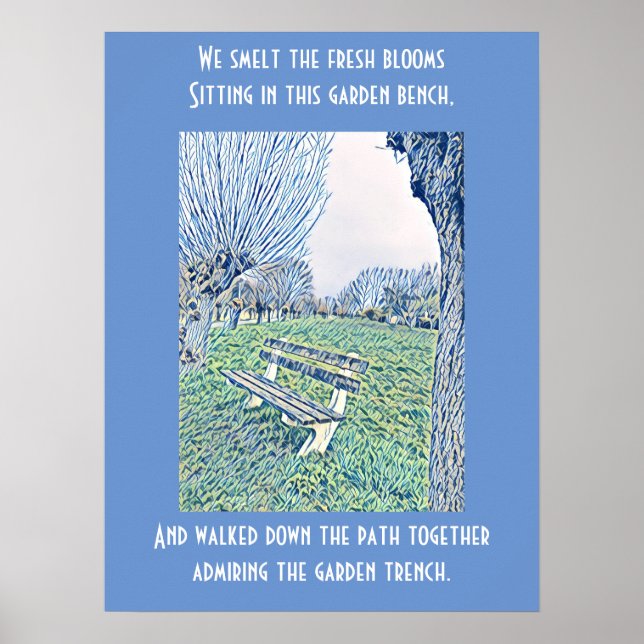 Affiche Bouton de jardin bleu ciel d'automne art Abstrait (Devant)