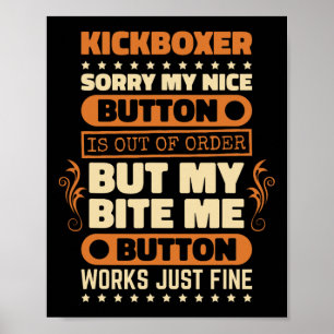Affiche Bouton de morsure fonctionne conception de kickbox