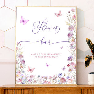 Affiche Bouton rose violet Fleur sauvage barre de fleurs