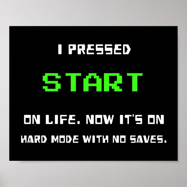Affiche Bouton START Rétro 8 Bits Pixel Art Joueur Jeux (Devant)