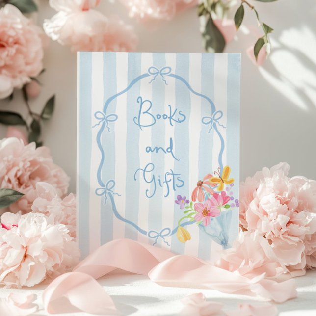Affiche Bow bleu Livres et cadeaux fantaisie floral (Créateur téléchargé)