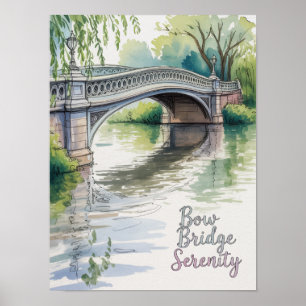 Affiche Bow Bridge Sérénité Central Park Aquarelle