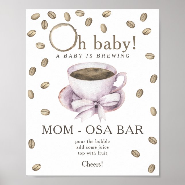 Affiche Bow & Café brassage baby shower Momosa bar (Devant)