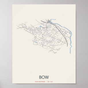 Affiche Bow, carte postale des rues de New Hampshire – Fon