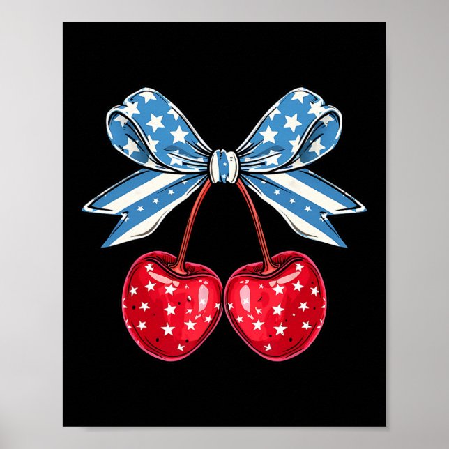 Affiche Bow Cherry 4 juillet américain patriotique (Devant)