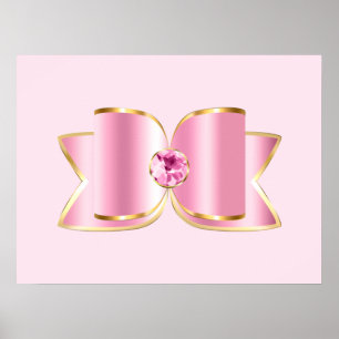 Affiche Bow en verre rose avec pierre centrale