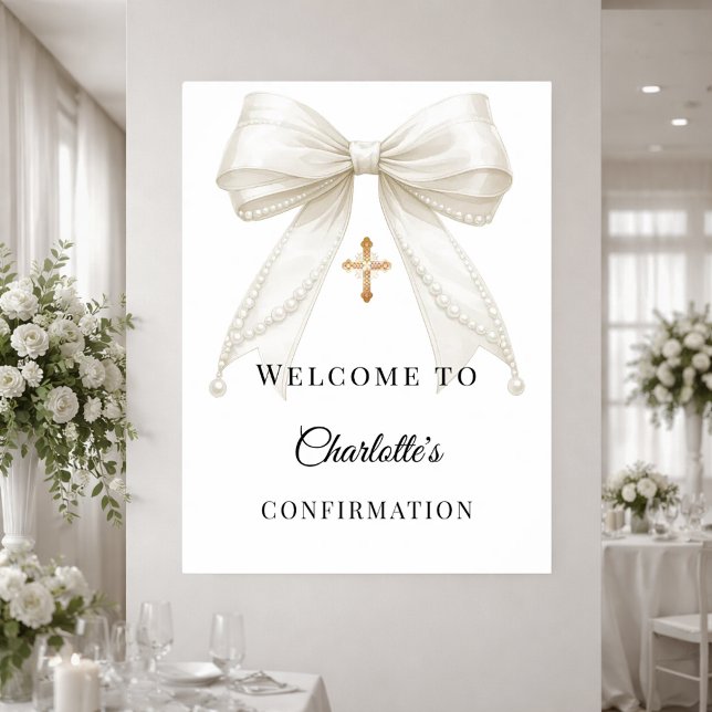 Affiche Bow ivory pearls Confirmation welcome (Créateur téléchargé)
