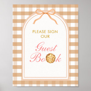 Affiche Bow Our Little Cutie Pie Livre d'invité En vichy A