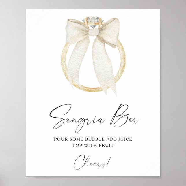 Affiche Bow & Ring Bride douche sangria bar (Devant)