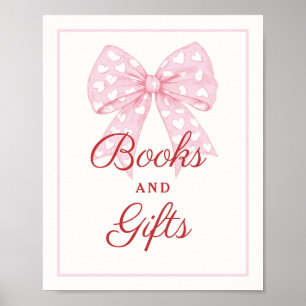 Affiche Bow rose Chérie Baby shower Livres et Cadeaux