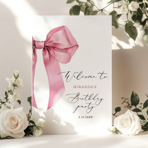 Affiche Bow rose Elegant Girls Anniversaire Bienvenue