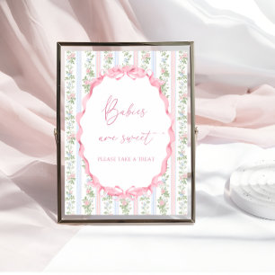Affiche Bow rose Floral Girl Baby shower Les bébés sont do