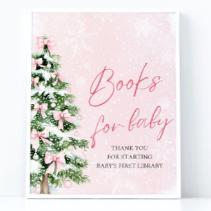 Affiche Bow rose Noël Arbre Baby shower Livres pour bébé