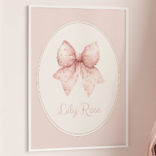 Affiche Bow rose Nom bébé Wall Art