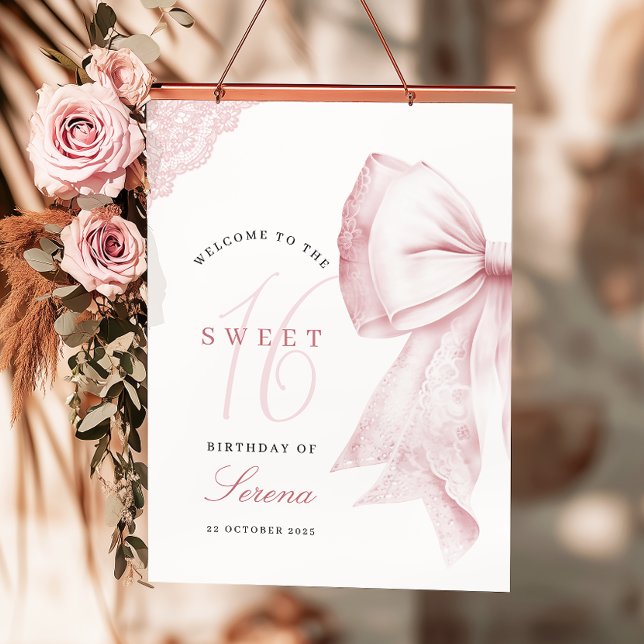 Affiche Bow rose pâle 16 anniversaire (Créateur téléchargé)