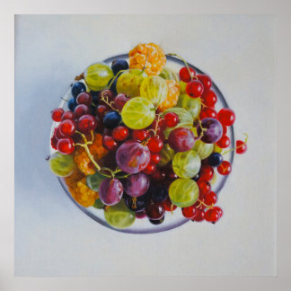 Affiche Bowl of Berries - Hyperréaliste Fruit Still Life