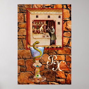 Affiche BOWL OF HYGEIA MONOGRAM Medicine, Pharmacie