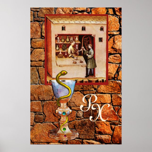 Affiche BOWL OF HYGEIA MONOGRAM Medicine, Pharmacie (Devant)