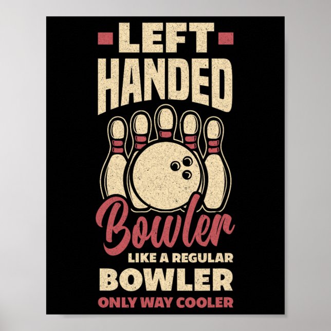 Affiche Bowler à gauche amusant Bowling à gauche à main Bo (Devant)
