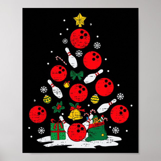 Affiche Bowler Noël Tree Lights Xmas Bowler Me Sport (Devant)