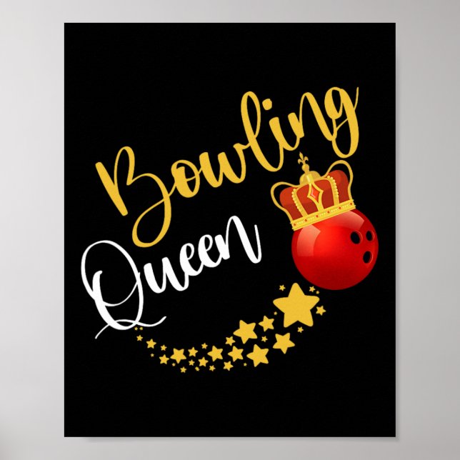 Affiche Bowling Alley Bowl Pins Bowler Queen Women Gift Bo (Devant)