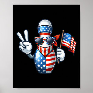 Affiche Bowling American Usa Drapeau Sungles 4 juillet Bow