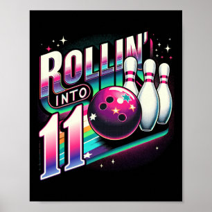 Affiche Bowling Anniversaire Roulant Dans La Fête 11 11ème