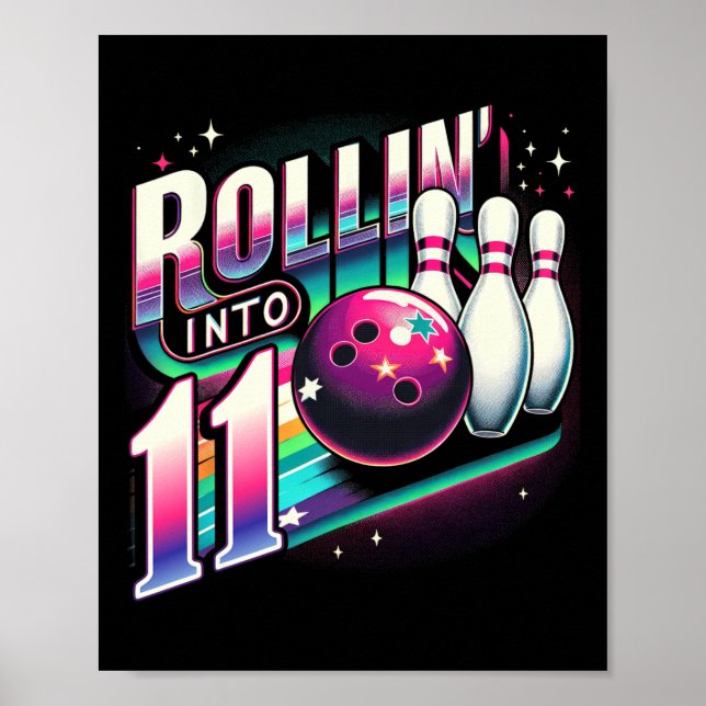 Affiche Bowling Anniversaire Roulant Dans La Fête 11 11ème (Devant)