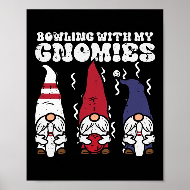 Affiche Bowling Avec Gnomies Bowler Gnome Matching Hommes  (Devant)