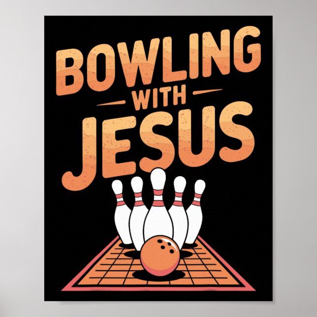 Affiche Bowling Avec Jésus Pour Amusement Et Rire Fidèle (Devant)