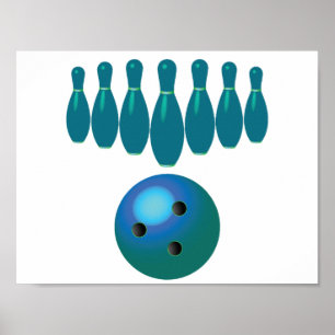Affiche Bowling Ball et Pins Sports amusants