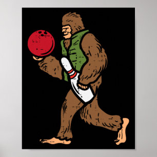 Affiche Bowling Bigfoot Funny Bowler Sasquatch Boys Kids M