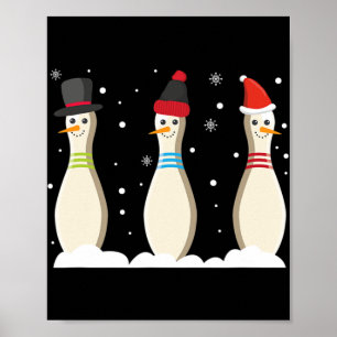 Affiche Bowling Boule de Noël Pins de bowling Santa Hat Ca