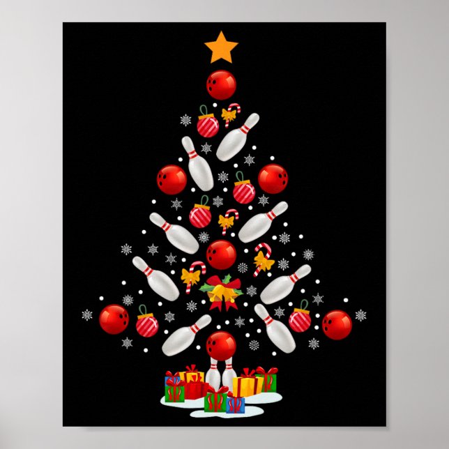 Affiche Bowling Christmas Tree Drôle Amateurs de bowling N (Devant)