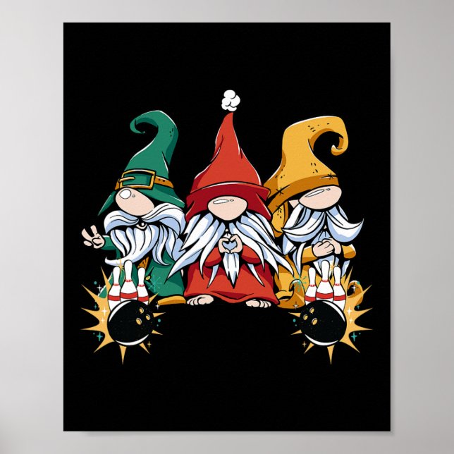 Affiche Bowling Gnomes Bowling Ll Bowling Pins Bowling Bow (Devant)