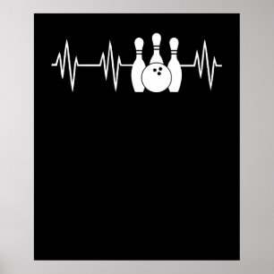 Affiche Bowling Heart Bowling Bowling Pin et Ball