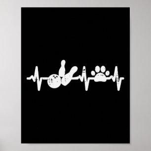 Affiche Bowling Heartbeat Chien Chat Paw Cute Pet Bowler F