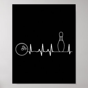 Affiche Bowling Heartbeat Graphic Funny Bowling Team Coach