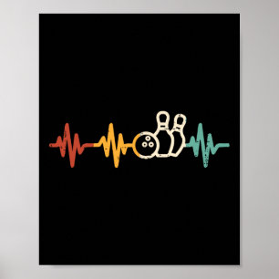 Affiche Bowling Heartbeat Retro Bowler Joueur d'équipe Hom