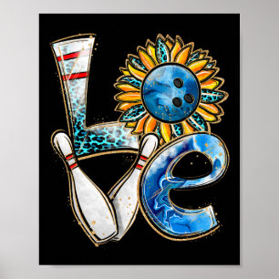 Affiche Bowling Love Sunflower Bowling Pin Matching Mens W