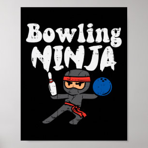Affiche Bowling Ninja Funny Bowler Boys Girls Kids Toddler