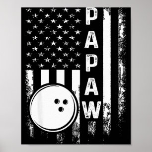Affiche Bowling Papaw Drapeau Américain Noël Vintage Xmas